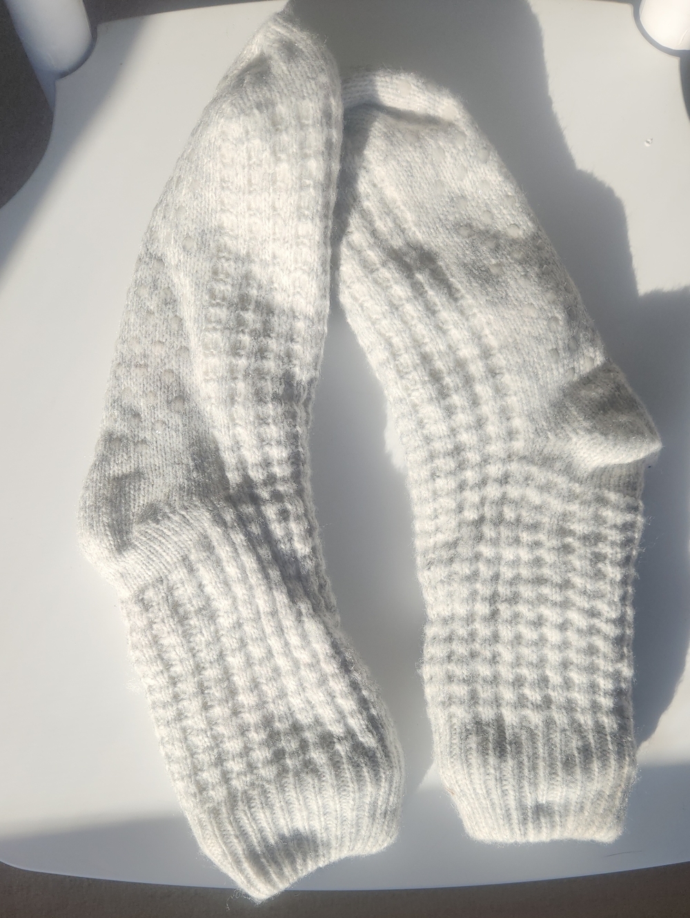 Cozy White/grey Ribbed Socks - Pack